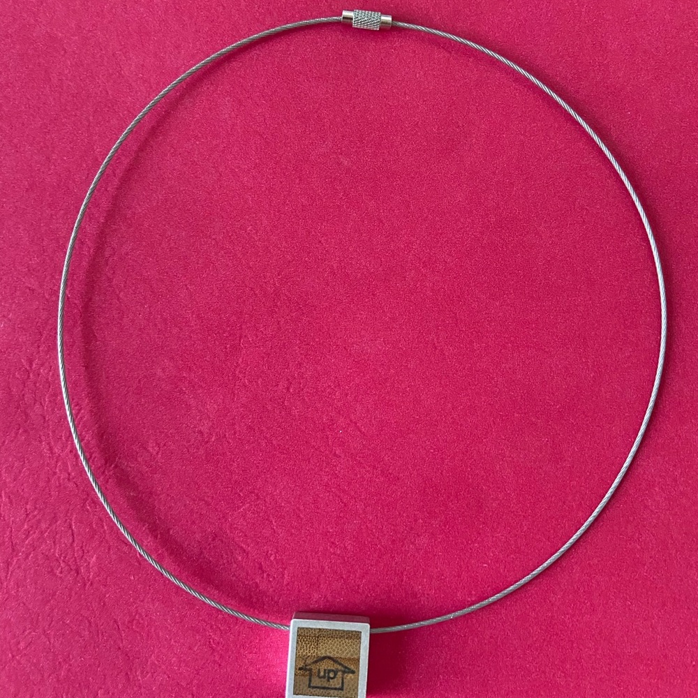 Elegant Silver Necklace with Wooden Accent
